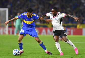 Buenos Aires, Argentina.- In the photos taken on June 6, 2023, during the match between Boca Juniors and Colo-Colo for matchday 5 of Group F played at the Bombonera stadium. Boca, qualified for the round of 16 of the 2023 Copa Libertadores by defeating Colo Colo 1-0, with a goal from Marcelo Weigandt (55).