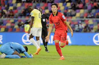 Santiago del Estero, Argentina.- In the photos taken on June 1, 2023, during the match between South Korea and Ecuador for the round of 16 of the U-20 World Cup at the Único Madre de Ciudades Stadium, in Santiago del estuary. South Korea defeated Ecuador 3-2 with goals from Lee Young-jun and Bae Jun-ho, in the first half, and from Choi Seok-hyun, early in the second half. The South Korean team will face Nigeria in the quarterfinals.