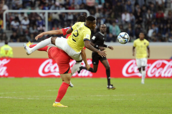 Santiago del Estero, Argentina.- In the photos taken on June 1, 2023, during the match between South Korea and Ecuador for the round of 16 of the U-20 World Cup at the Único Madre de Ciudades Stadium, in Santiago del estuary. South Korea defeated Ecuador 3-2 with goals from Lee Young-jun and Bae Jun-ho, in the first half, and from Choi Seok-hyun, early in the second half. The South Korean team will face Nigeria in the quarterfinals.