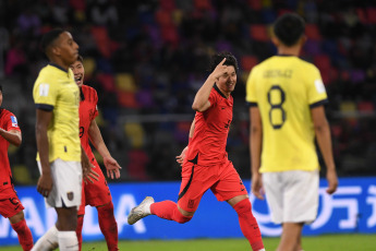 Santiago del Estero, Argentina.- In the photos taken on June 1, 2023, during the match between South Korea and Ecuador for the round of 16 of the U-20 World Cup at the Único Madre de Ciudades Stadium, in Santiago del estuary. South Korea defeated Ecuador 3-2 with goals from Lee Young-jun and Bae Jun-ho, in the first half, and from Choi Seok-hyun, early in the second half. The South Korean team will face Nigeria in the quarterfinals.