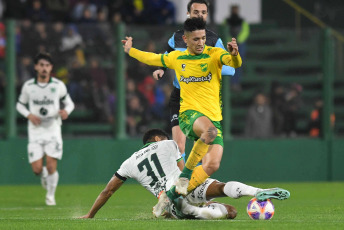 Buenos Aires, Argentina.- In the photos taken on July 23, 2023, during the match between Defensa y Justicia and Sarmiento for the 26th. date of the Professional Football League at the Norberto Tomaghello Stadium. Defensa y Justic beat Sarmiento 3-0 at home. For Defensa y Justicia, the goals were scored by Nicolás Tripicchio (at 11 minutes), David Barbona (at 54 minutes) and Facundo Echevarría (at 93 minutes). On the next date, Sarmiento will face Banfield, while Defensa y Justicia will have Union as a rival.
