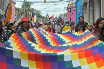 Jujuy, Argentina.- In the photos taken on September 18, 2023, indigenous communities that make up the Third Evil of Peace marched in Jujuy in repudiation of the Constitutional reform and announced that they will present requests to the different legislative blocks to refrain from meet for projects linked to the official initiative. The reform, promoted by Governor Gerardo Morales, was approved and sworn in on June 20, when a brutal police repression against protesters was unleashed, causing numerous arrests and injuries.