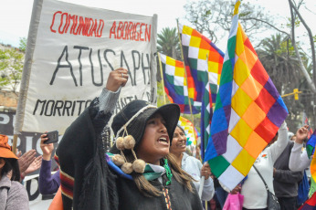 Jujuy, Argentina.- In the photos taken on September 18, 2023, indigenous communities that make up the Third Evil of Peace marched in Jujuy in repudiation of the Constitutional reform and announced that they will present requests to the different legislative blocks to refrain from meet for projects linked to the official initiative. The reform, promoted by Governor Gerardo Morales, was approved and sworn in on June 20, when a brutal police repression against protesters was unleashed, causing numerous arrests and injuries.