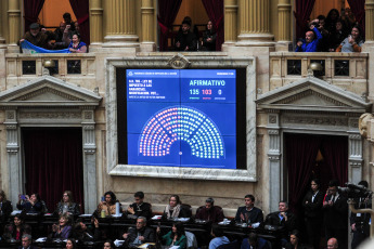 Buenos Aires, Argentina.- In photos taken on September 19, 2023, the Chamber of Deputies debated the bill to reform the Income Tax prepared by the Executive Branch, whose sanction was assured given that the Frente de Todos He built a majority with provincial blocks and libertarians. The deputy and presidential candidate of La Libertad Avanza, Javier Milei, voted in favor, however he added that with the initiative, the government "will try to obtain electoral revenue."
