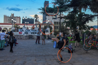 Jujuy, Argentina.- In the photos taken on January 30, 2024, an assembly of artists, students and cultural workers from Jujuy held a day of protest against the "Bases" bill, which will be debated this Wednesday in the Chamber of Deputies of the Nation.