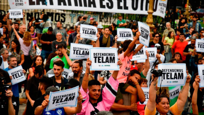 Buenos Aires, Argentina - Workers of Argentina's national news agency, Télam, held a festival on Saturday 20 April 2024 to coincide with the 79th birthday of the agency, threatened with closure by the government of Javier Milei, in Plaza Congreso from 2.30pm, bringing together a dozen artistic proposals. The festival was organised by Télam workers, the Sipreba union and the Fatpren Press Federation.
