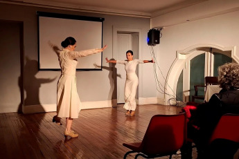 Buenos Aires, Argentina.- In the photos, dancers present the performance exhibition “De Pie”, at the Paco Urondo Cultural Center, located in downtown Buenos Aires on May 21, 2024. With video dance, performance, set design, costumes, photos, maps and phrases from the story “Esa mujer” by Rodolfo Walsh, the exhibition marks a work that, in a flamenco key, expands horizons by addressing the figure of Evita. The exhibition will be presented until this Friday (24).